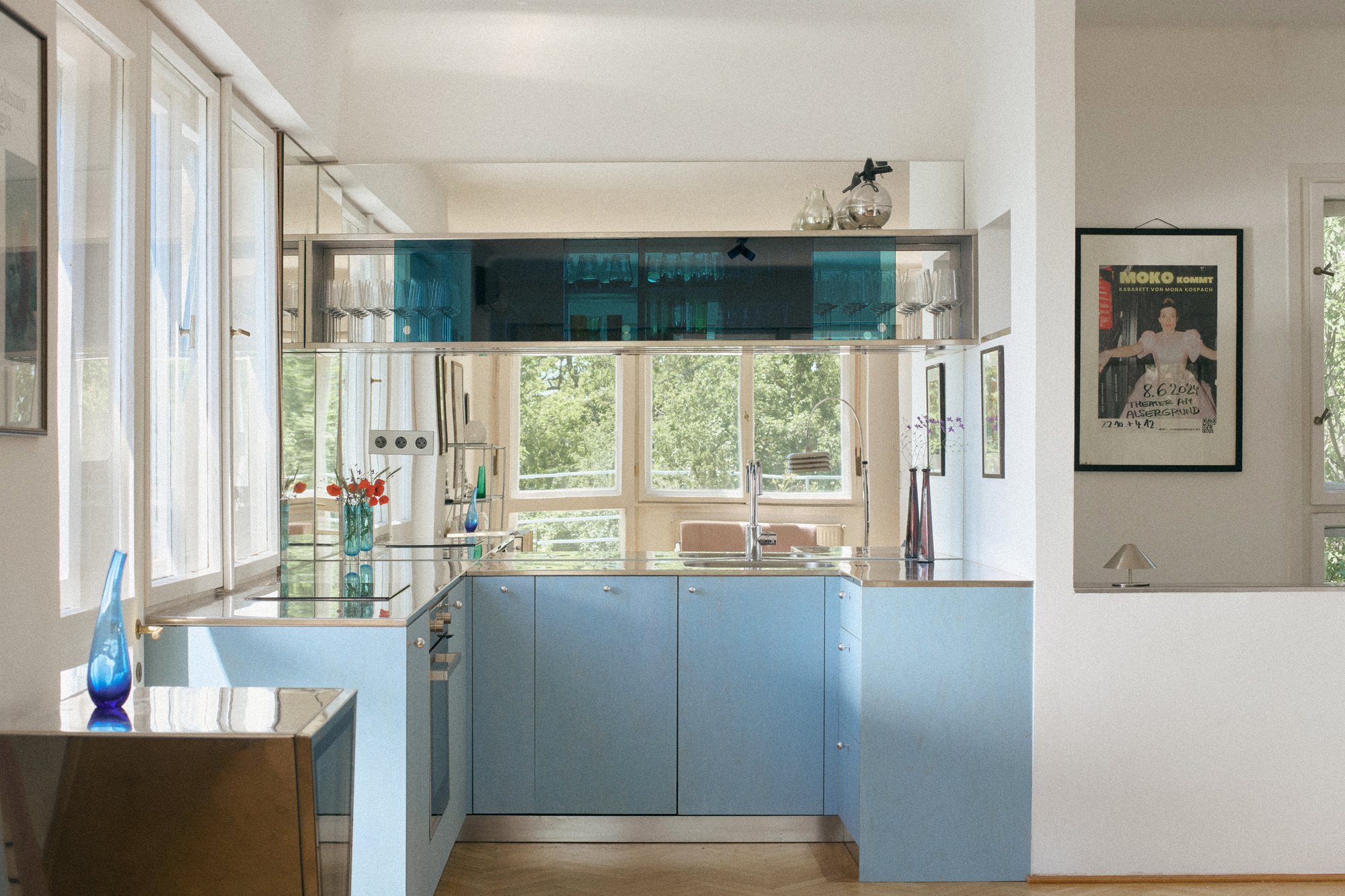 Powder-blue kitchen of the B75 project